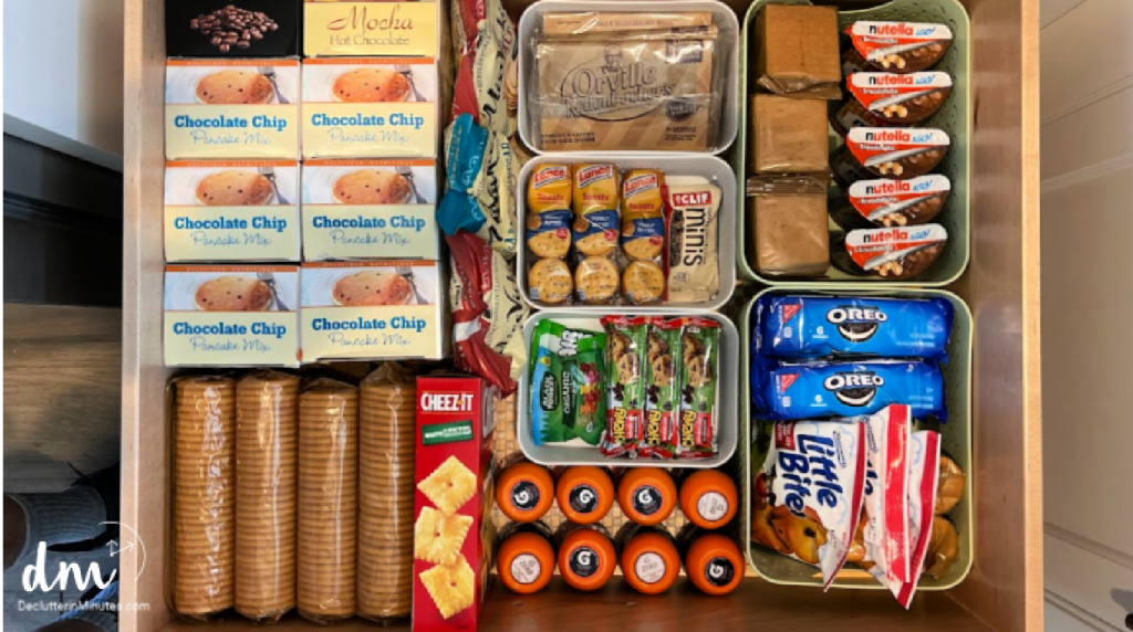 close up of a snack drawer in a pantry copy