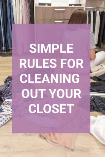 Think there is no way you can clean out your closet and set up an organized space for your clothes? These rules for cleaning out a closet will walk you through a simple way to clean out this important space. Remove the overwhelm that comes with our things when so much emotion is attached and finally set up a space you love. #closetorganization #closet #declutter