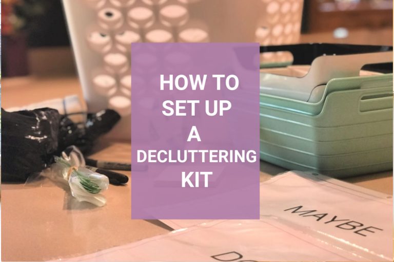 Want to know my secret for a clutter-free home? A decluttering kit! A basket of my top organizing tools that you can grab whenever the urge to declutter hits. I even tucked inside a few of my super-secret clutter busting tools that will help you create a home you love. #declutteringtools #declutteringkit #clutter #declutterinminutes