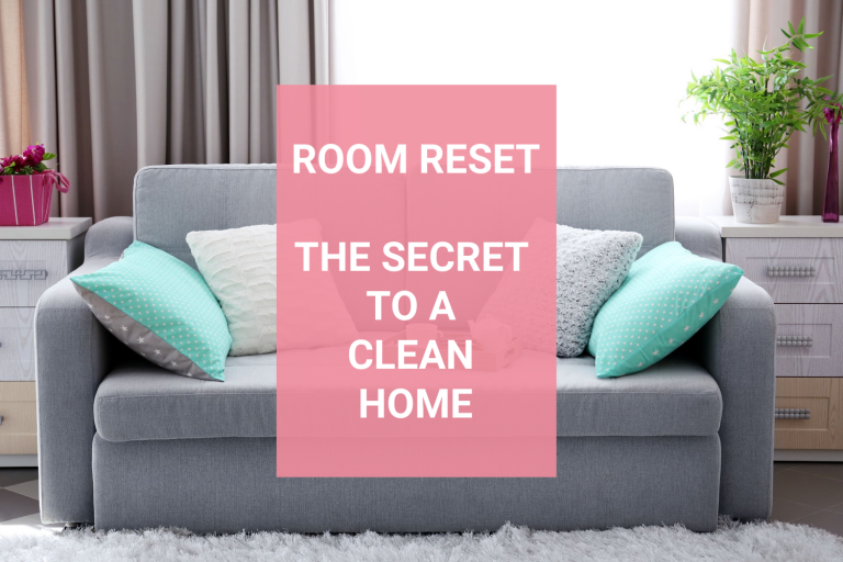 Frustrated by a home that is always cluttered? Do you spend time cleaning things out only to struggle to keep them clutter free? Try my room reset and finally learn a super simple way to keep your home free of clutter. #clutter #declutter #cleaningtips #organize #declutterinminutes