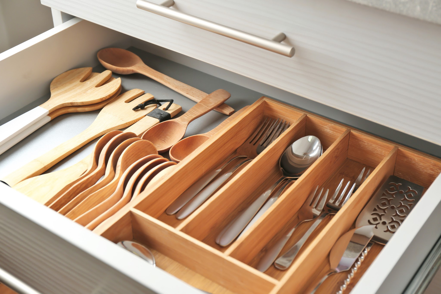 organized silverware drawer