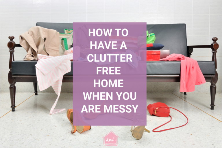 Think because you are a messy person you can't be clutter-free and organized? Think again. I have tips that will help you find easy ways to stop the clutter even if you are a naturally messy person. How to declutter your home and organize it so you can be clutter-free without the overwhelm. Simple tips to help you set up clutter stopping systems you can use to organize your entire home. #clutterfree #declutter #messytips