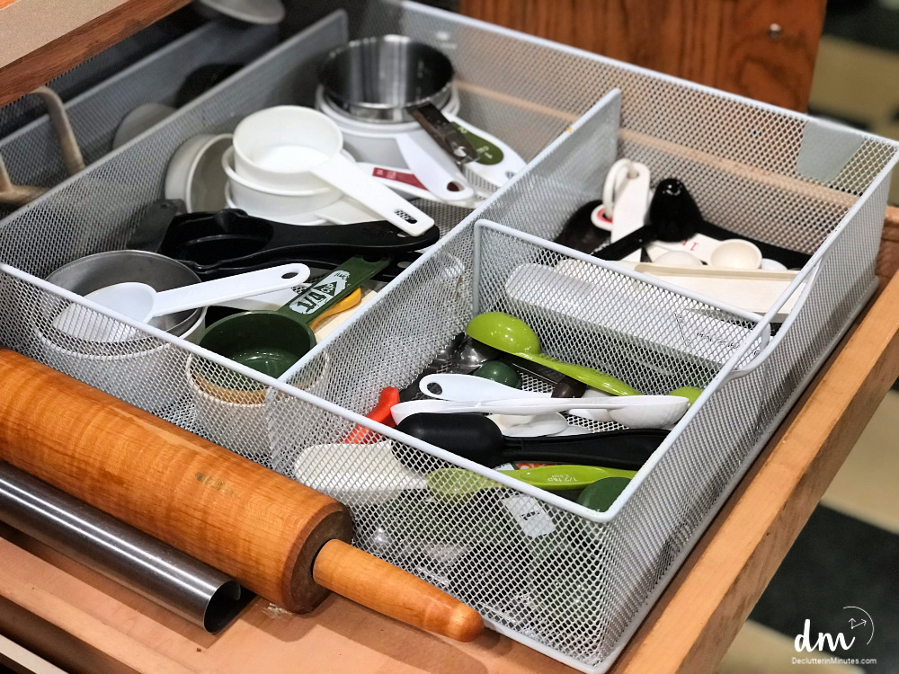 baking drawer how to organize with baskets