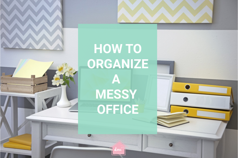 How to organize your office. Declutter and clean out your messy office. Home office organization tips you can use to set up your home office today. Home office organization hacks. How to create a filing system for your home office. How to use zones in your home office. How to set up a home office. #homeofficeorganization #decluttermessyoffice #officeorganizingtips #declutterinminutes