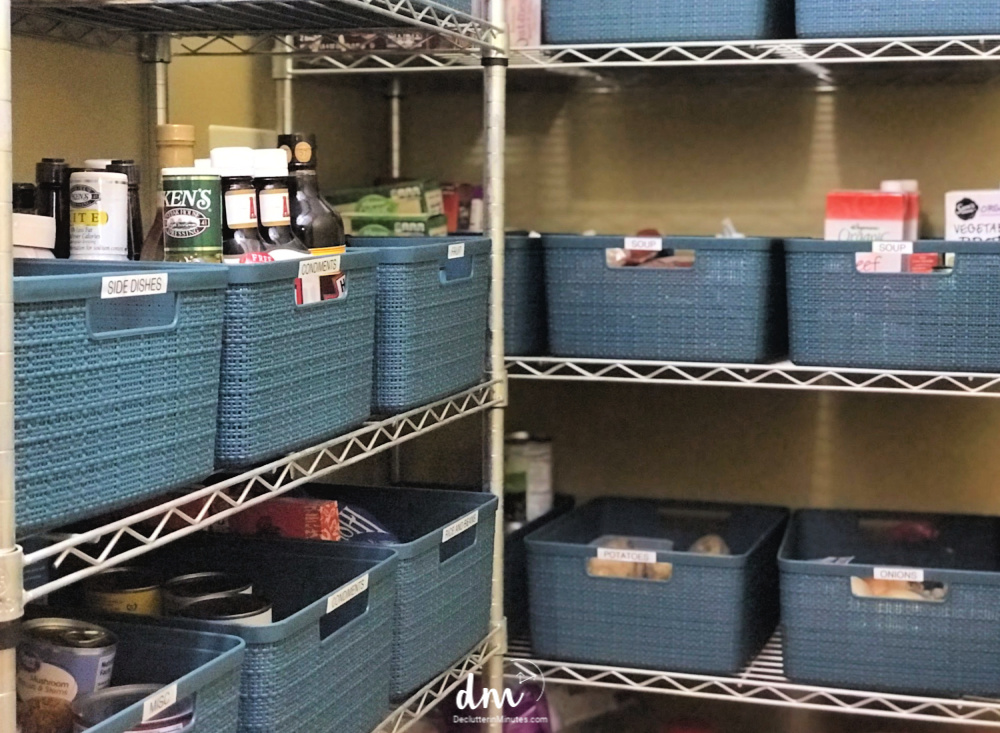 pantry how to organize with baskets