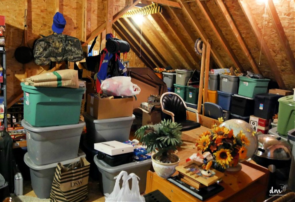 messy cluttered attic
