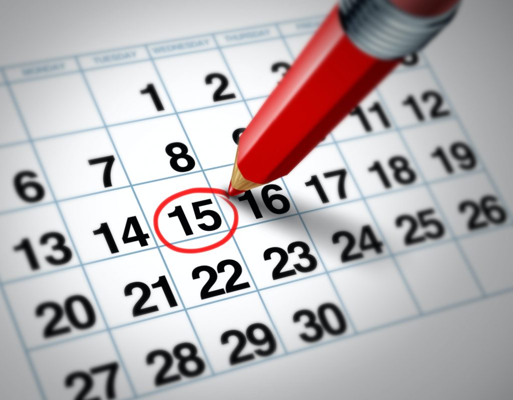 a date circled in red on a calendar