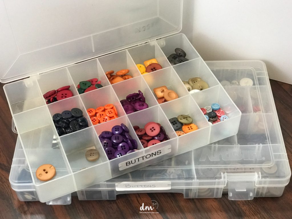 buttons in fishing tackle containers