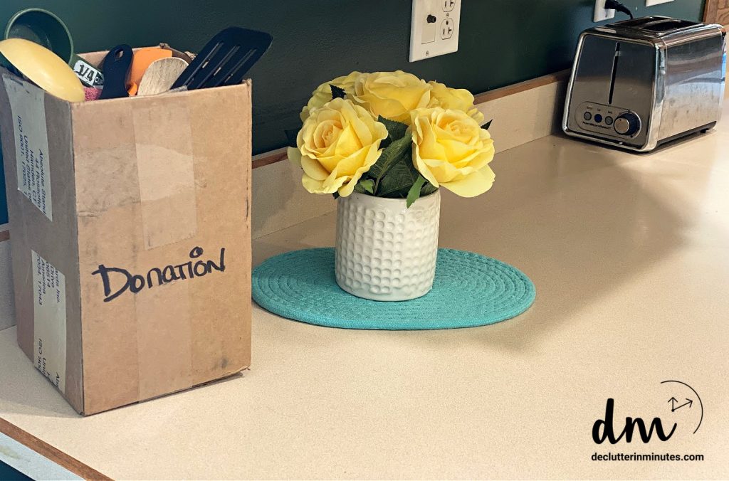 donation box set up on a kitchen counter copy