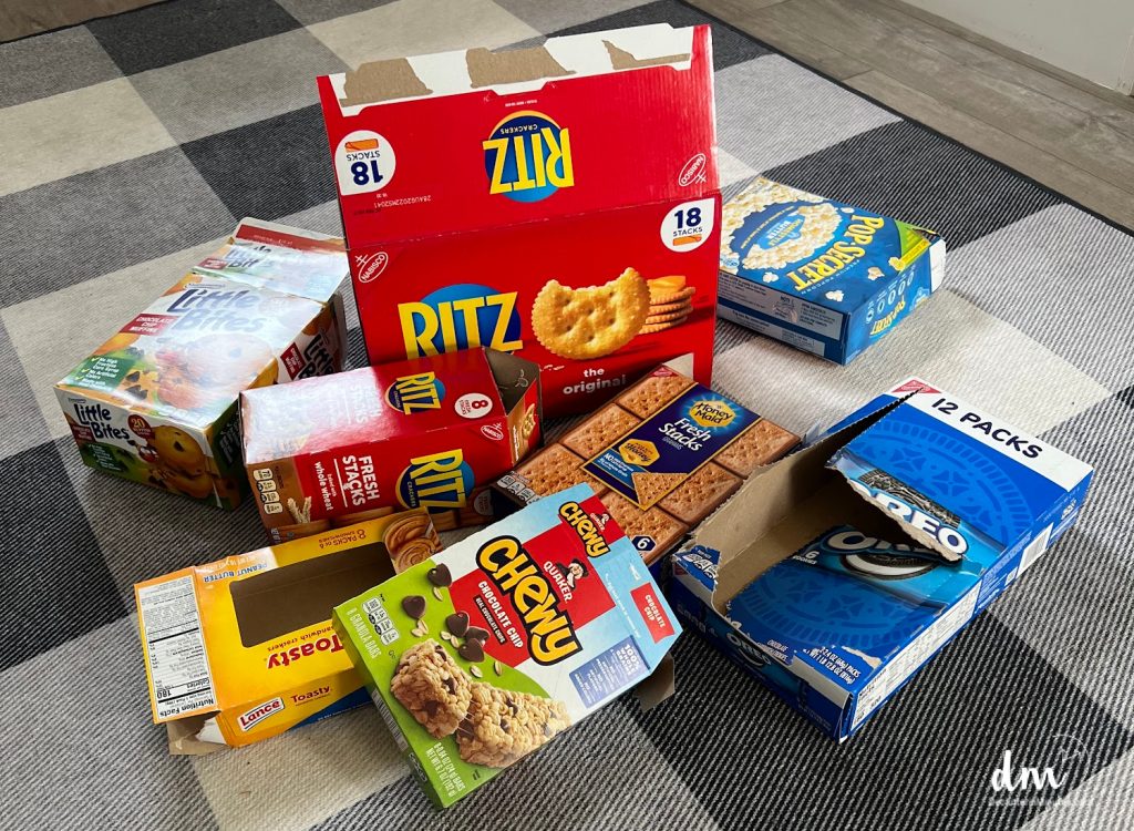 empty boxes on a pantry floor