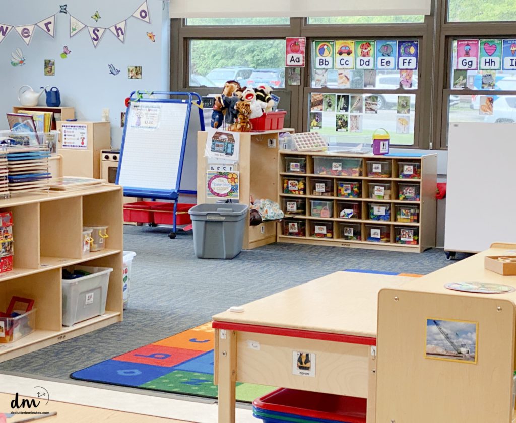 a preschool room with zones to keep things organized