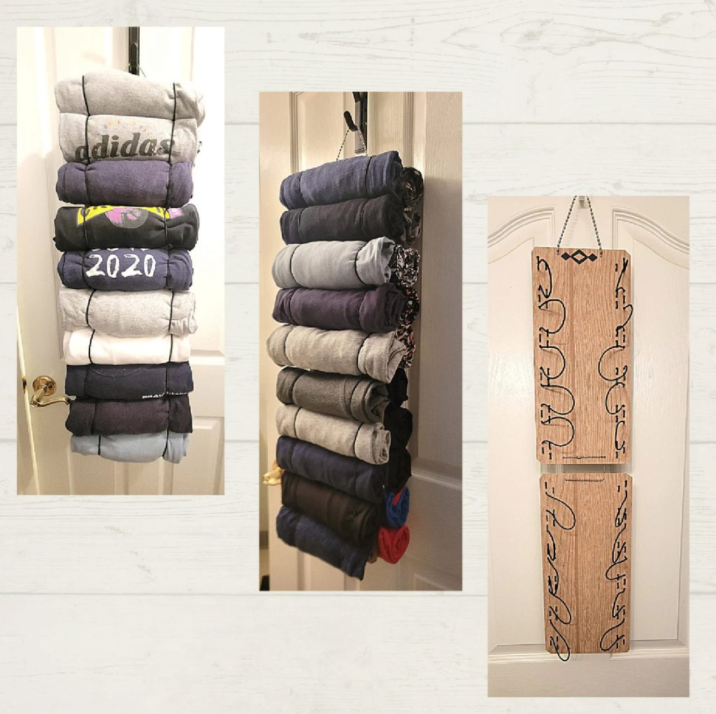 a hanging sweater organizer