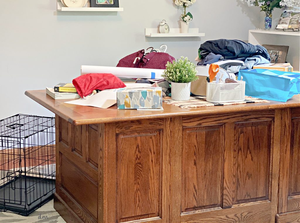 messy desk in a home office