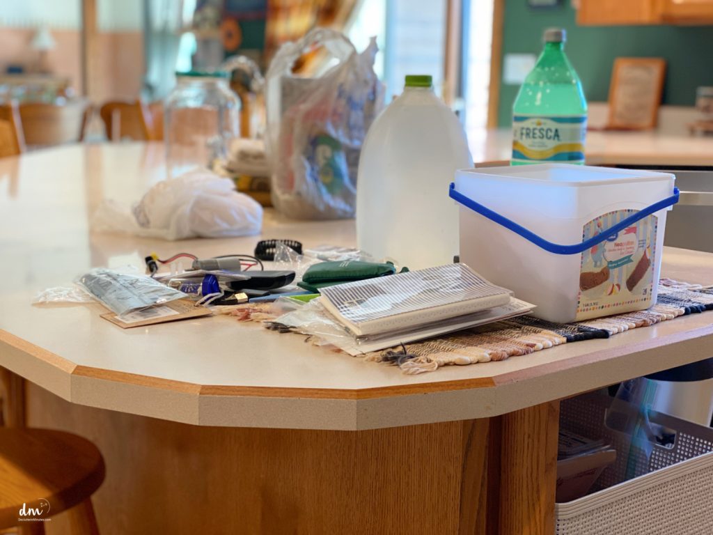 clutter and mess on a kitchen counter