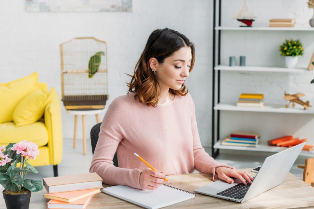 woman working from home in a home office