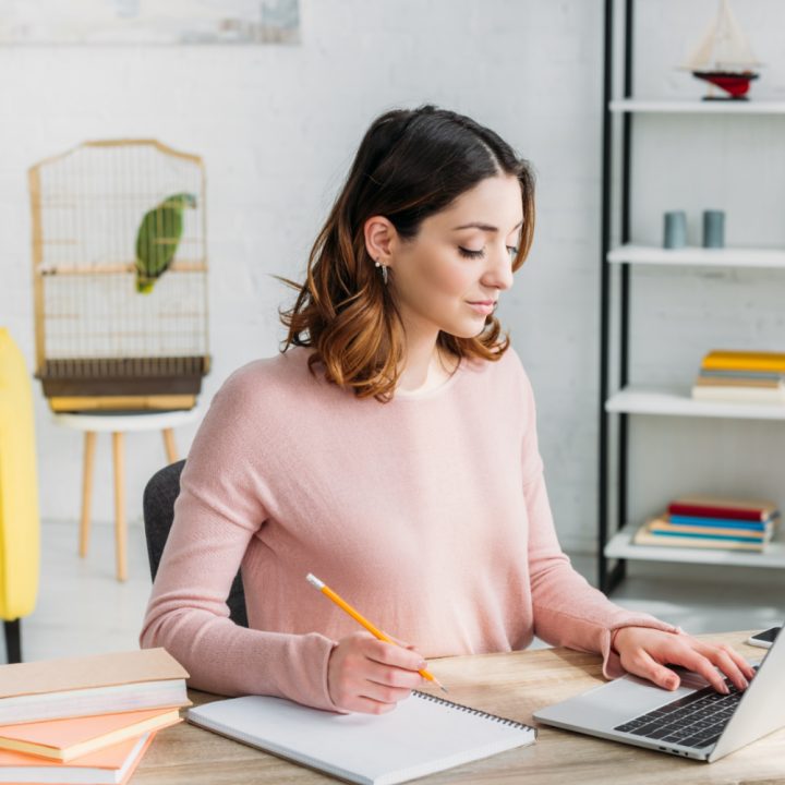 woman working from home in a home office