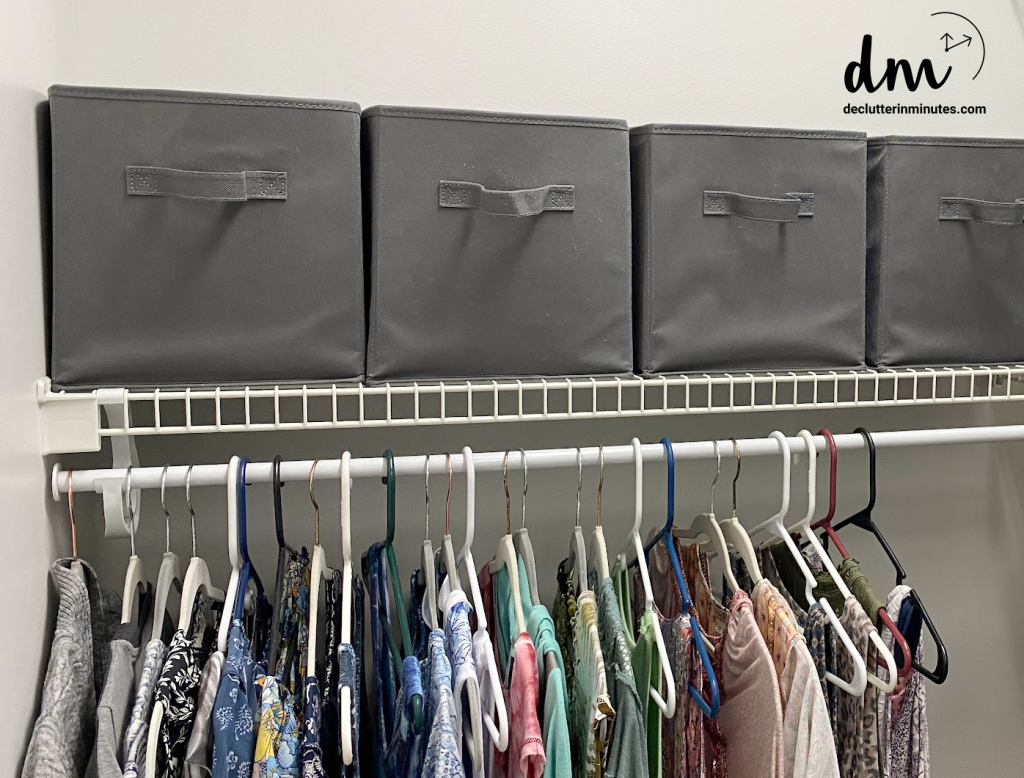 Image that shows cloth cubes in a closet.