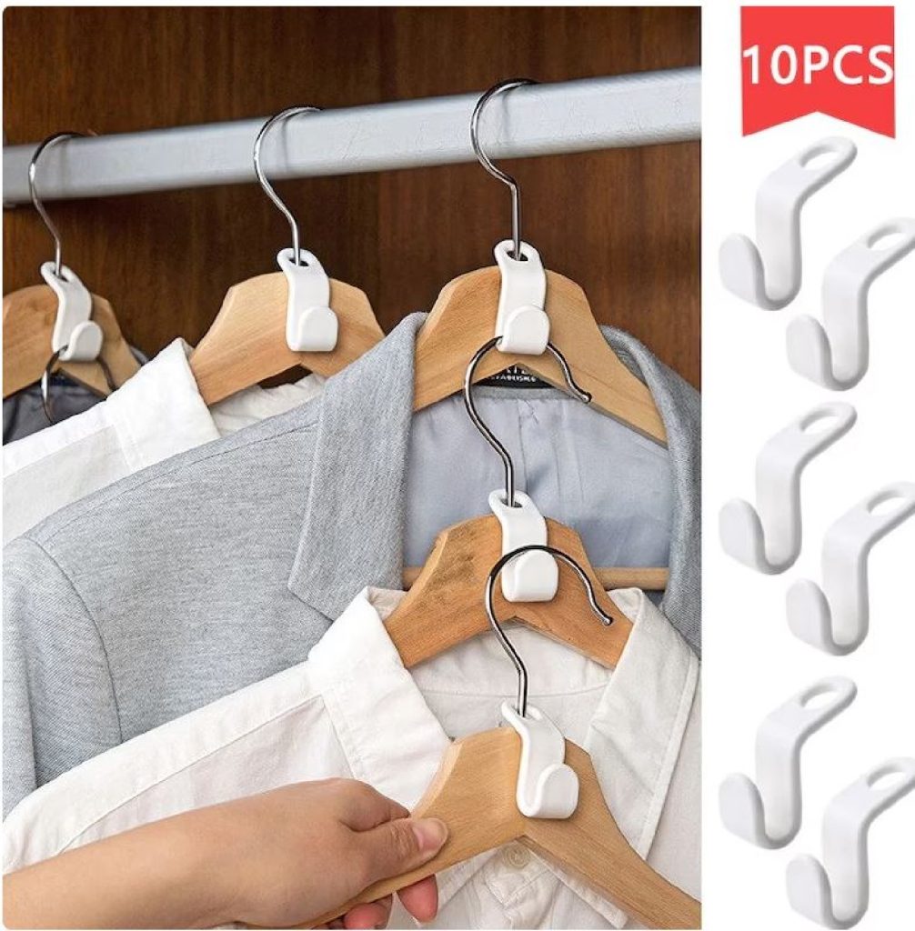 Image that shows hooks added to a hanger to add another hanger.