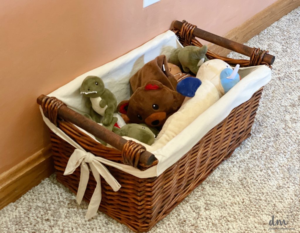 a basket of pet toys