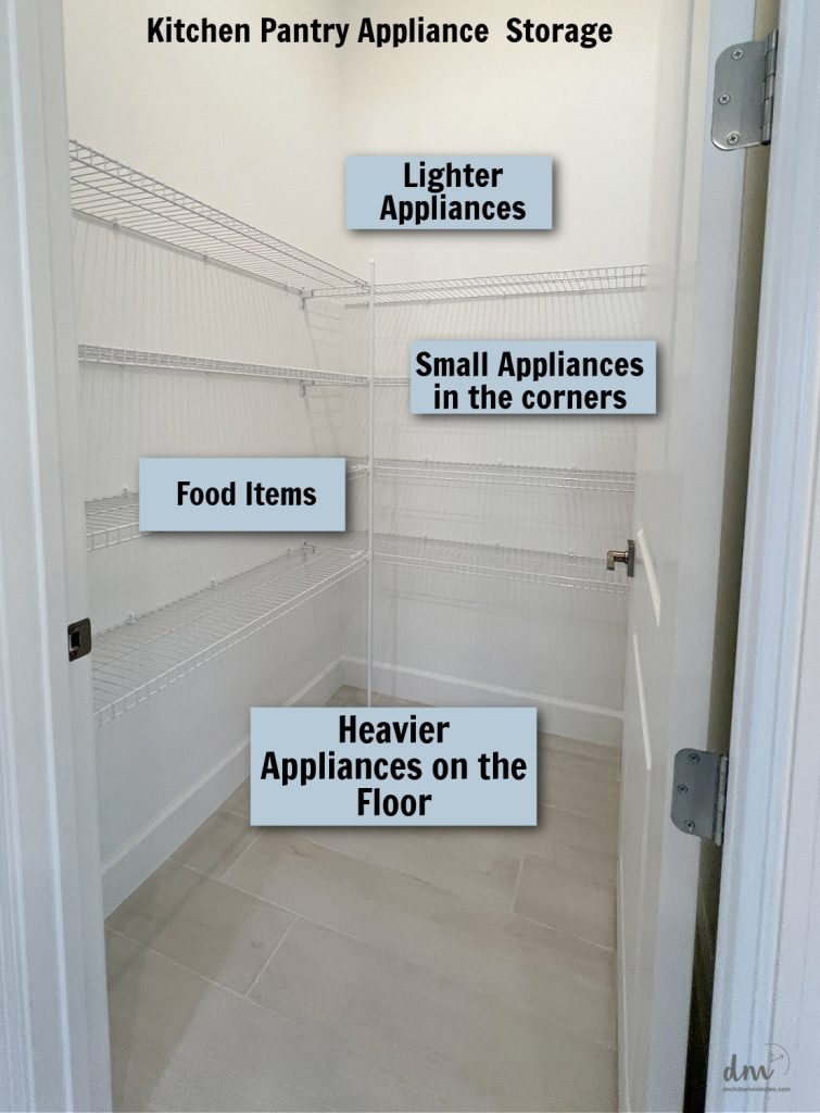 a wire shelved pantry in a kitchen 