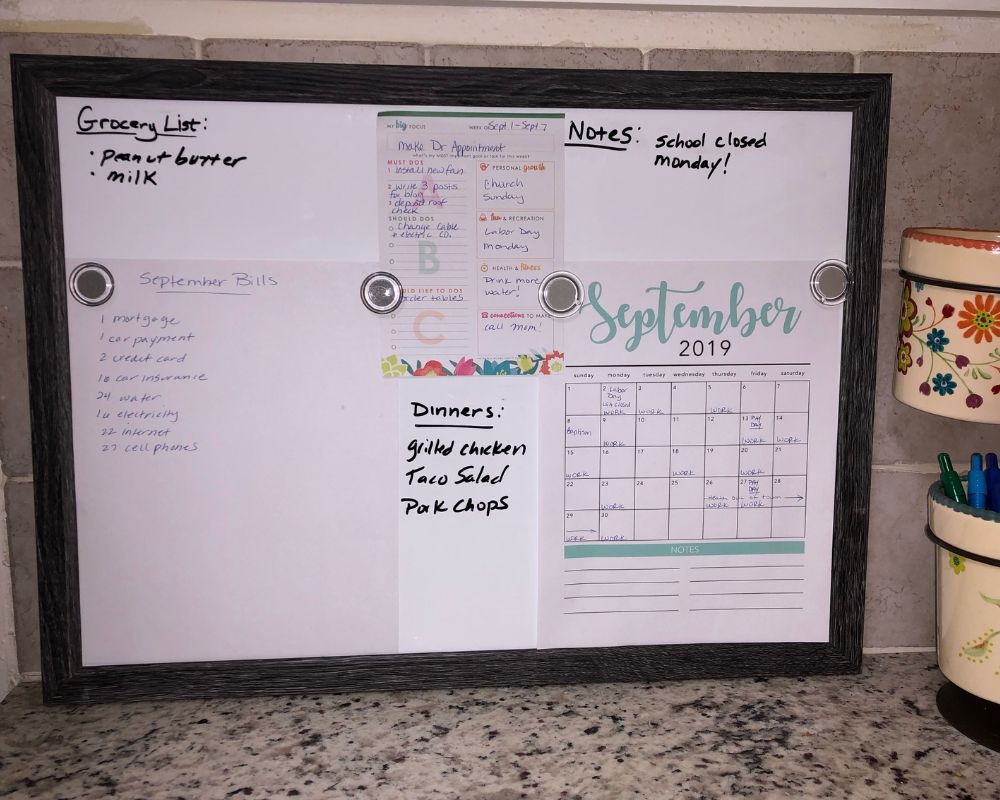 family command center whiteboard