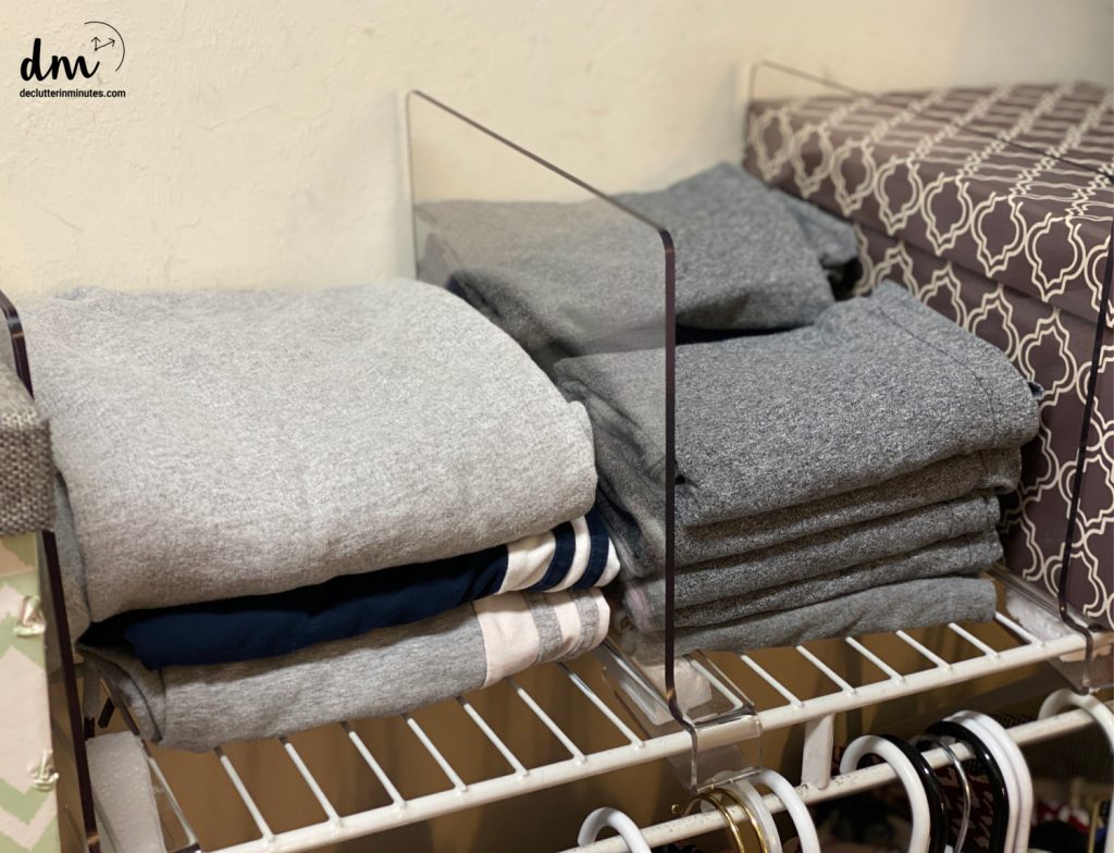 plastic dividers on a closet shelf an easy closet hack