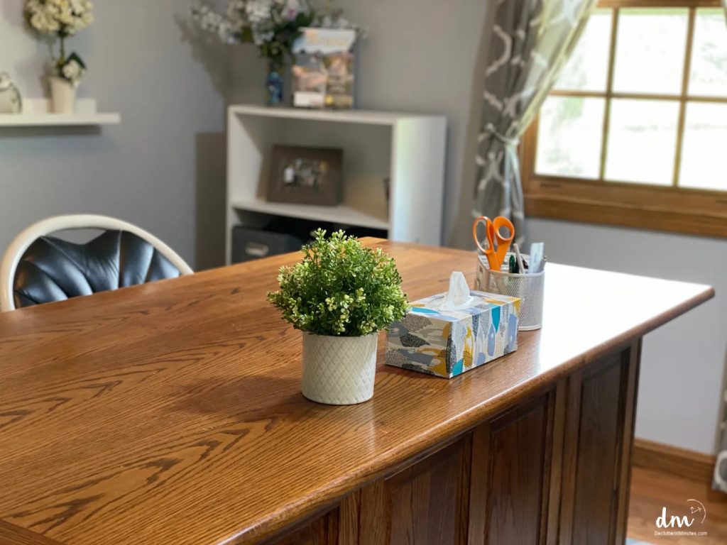 organized wooden desk