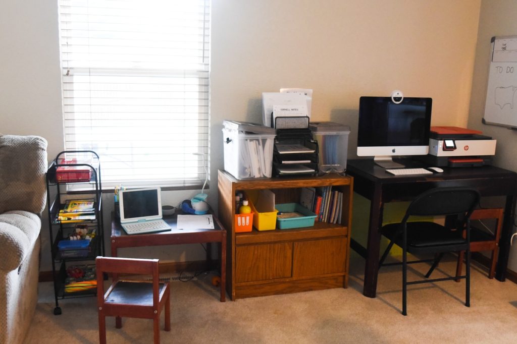 homeschool room supplies and storage supplies