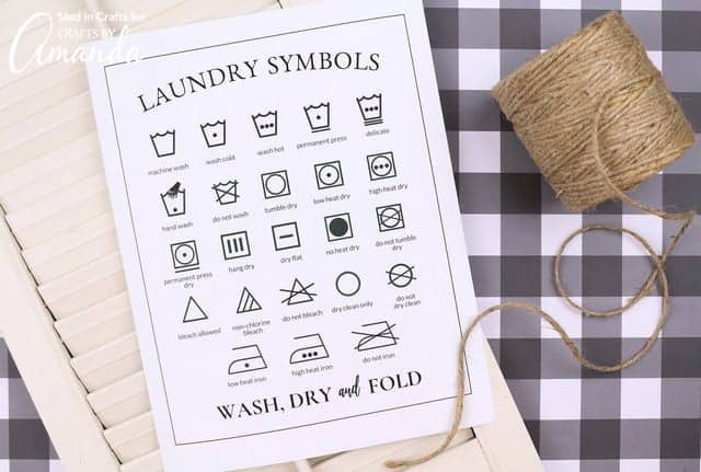printout of laundry room symbols