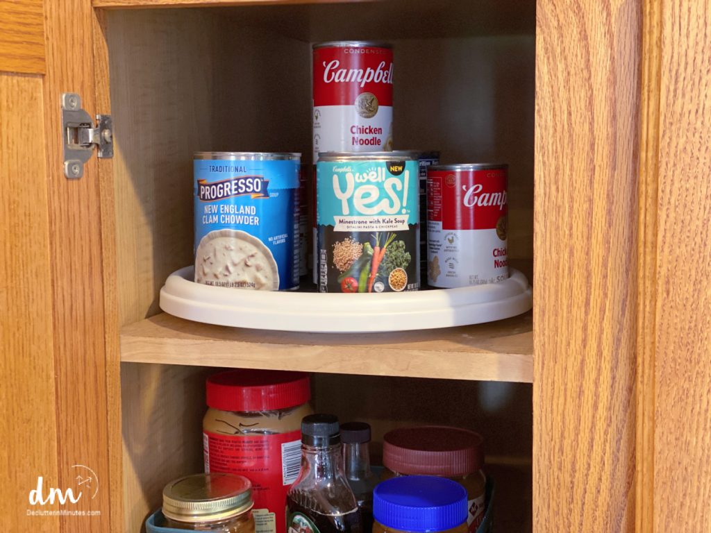 lazy susan with canned goods
