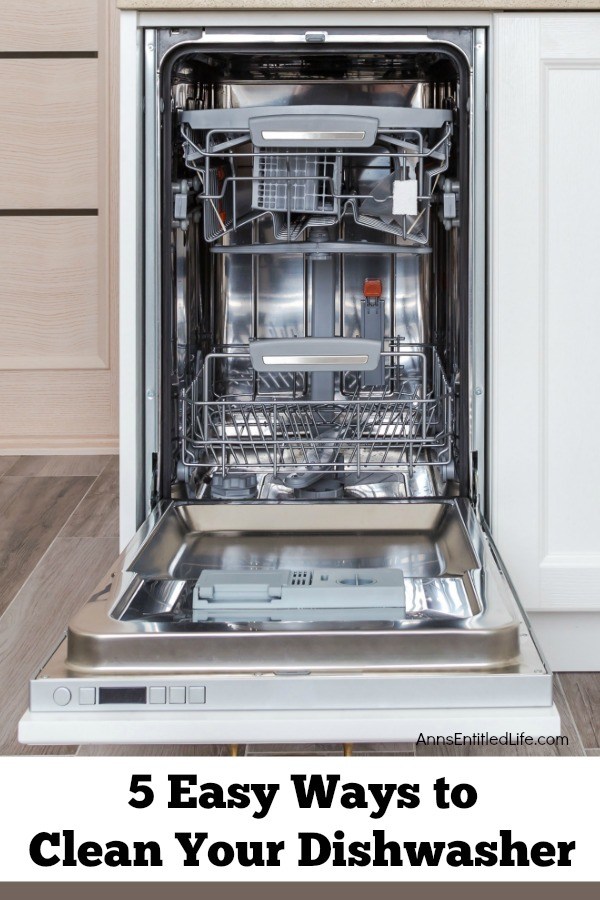 stainless steel dishwasher with racks exposed