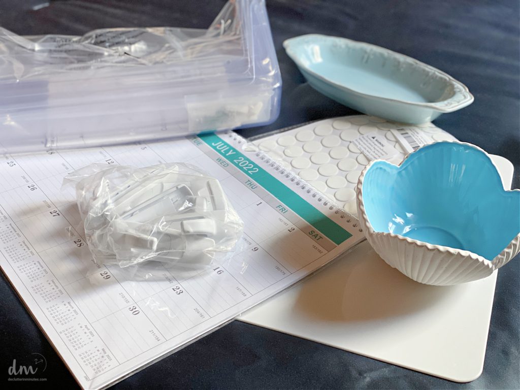 misc supplies for setting up a command center in an entryway