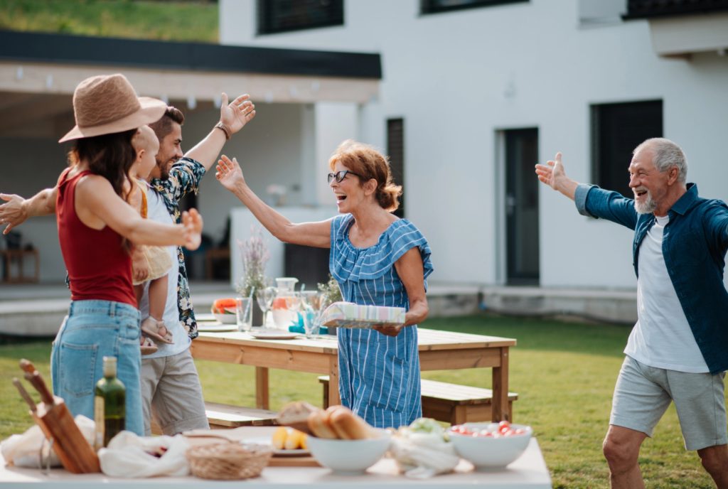 guests arriving at a family party