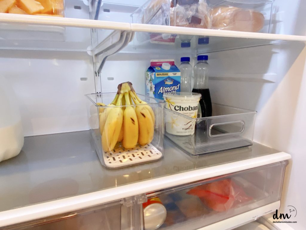 food stored in clean containers in a fridge