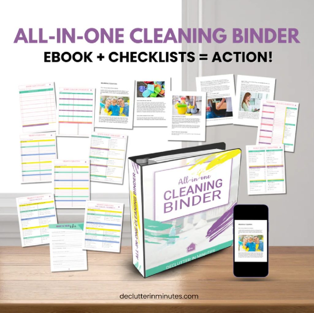 a graphic of the all in one cleaning binder from our shop