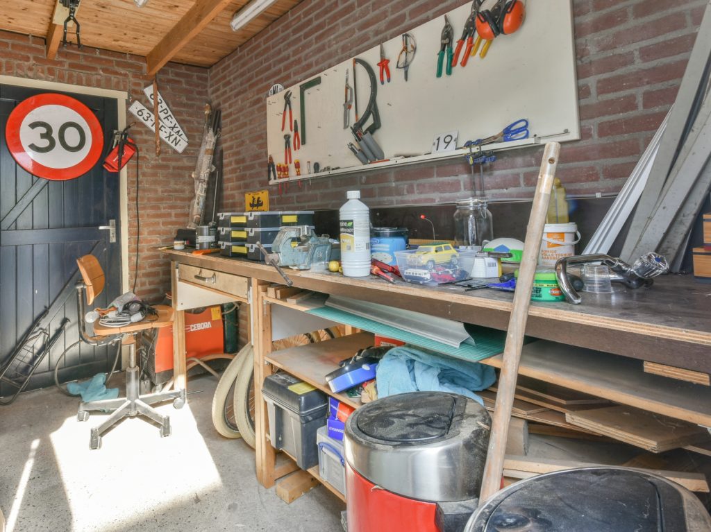 a messy and cluttered garage