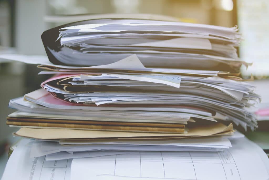 a stack of paperwork
